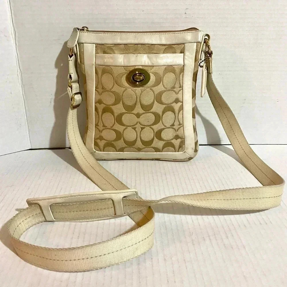 Coach vintage CC signature print canvas crossbody handbag